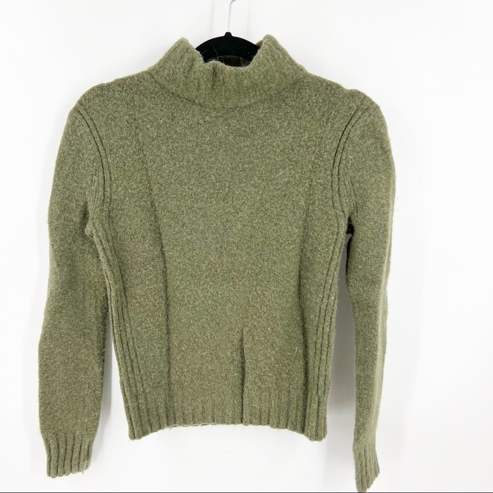 ✅ J. CREW POINT SUR‎ MERINO WOOL MOCK NECK GREEN SWEATER X-SMALL